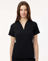 Jaanuu W10003 - Women's Calix Fit & Flare Scrub V-Neck Top - Black