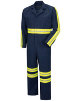 Red Kap CT10EN - Men's Enhanced Visibility Action Back Coverall - Navy/ Yellow Trim