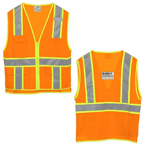 Surveyor Zippered Two-Tone Vest - Safety Orange / Safety Yellow