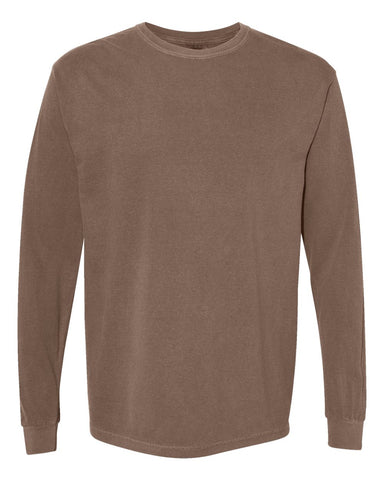 Comfort Colors 6014 - Unisex Garment-Dyed Heavyweight Long Sleeve T-Shirt - Espresso - Front