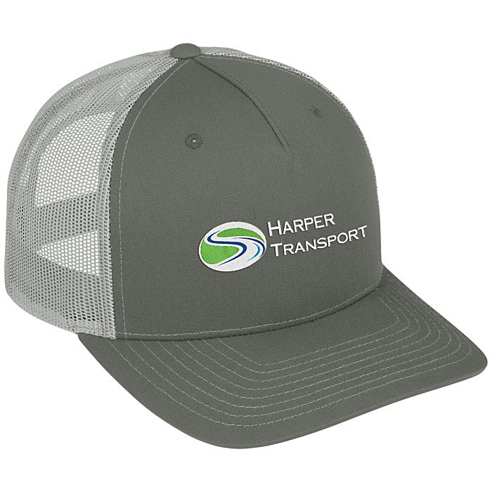 Richardson Five Panel Snapback Trucker Cap - Beetle / Quarry