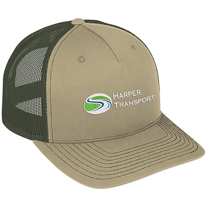 Richardson Five Panel Snapback Trucker Cap - Pale Khaki / Loden