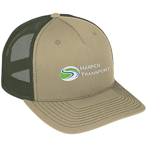 Richardson Five Panel Snapback Trucker Cap - Pale Khaki / Loden