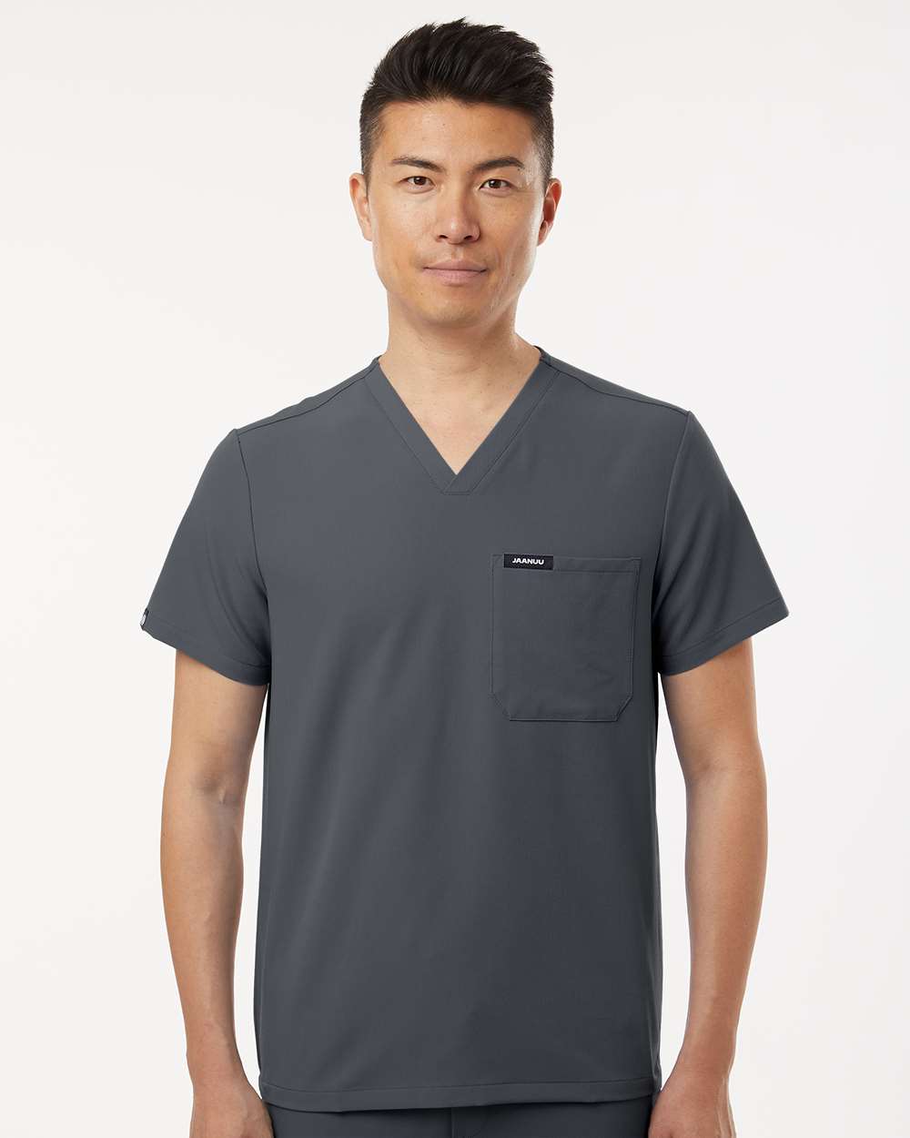 Jaanuu M10001 - Men's Holmes Everyday 1-Pocket Scrub V-Neck Top - Carbon Grey