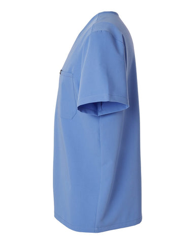Jaanuu M10001 - Men's Holmes Everyday 1-Pocket Scrub V-Neck Top - Ceil Blue