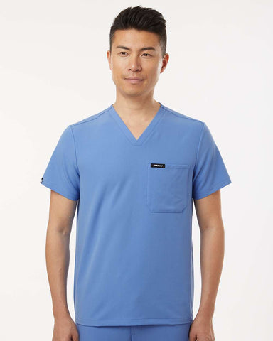Jaanuu M10001 - Men's Holmes Everyday 1-Pocket Scrub V-Neck Top - Ceil Blue