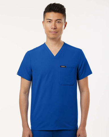 Jaanuu M10001 - Men's Holmes Everyday 1-Pocket Scrub V-Neck Top - Royal Blue