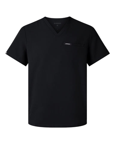 Jaanuu M10002 - Men's Platt 3-Pocket Scrub V-Neck Top - Black