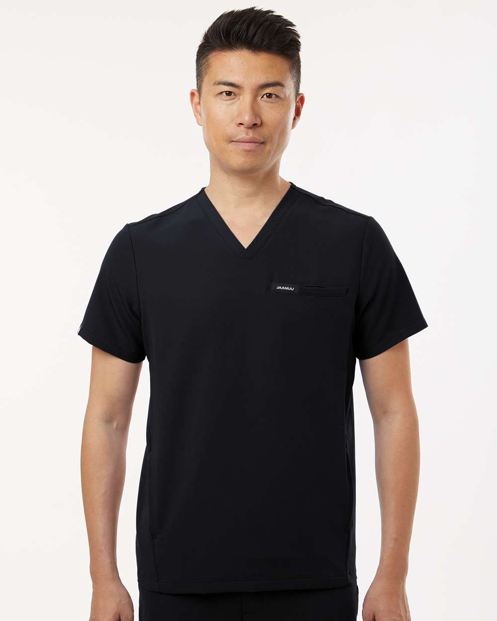 Jaanuu M10002 - Men's Platt 3-Pocket Scrub V-Neck Top - Black