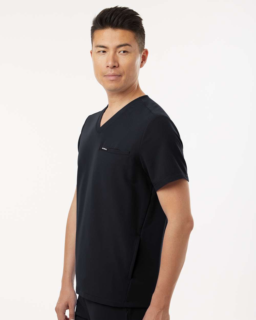 Jaanuu M10002 - Men's Platt 3-Pocket Scrub V-Neck Top - Black