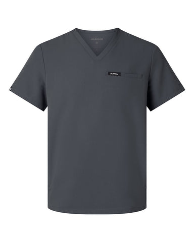 Jaanuu M10002 - Men's Platt 3-Pocket Scrub V-Neck Top - Carbon Grey