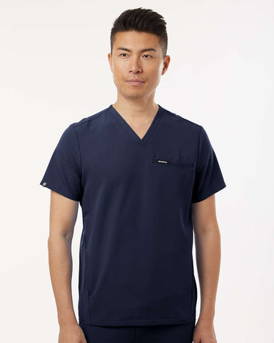 Jaanuu M10002 - Men's Platt 3-Pocket Scrub V-Neck Top - Midnight Navy