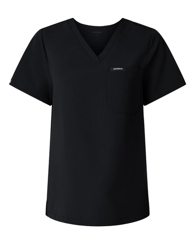 Jaanuu W10001 - Women's Rhena Essential 3-Pocket Scrub V-Neck Top - Black