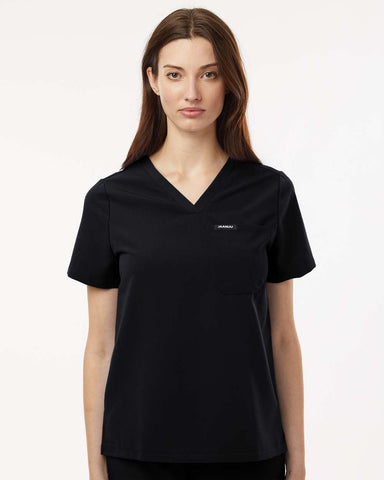 Jaanuu W10001 - Women's Rhena Essential 3-Pocket Scrub V-Neck Top - Black