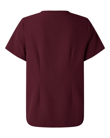 Jaanuu W10001 - Women's Rhena Essential 3-Pocket Scrub V-Neck Top - Burgundy