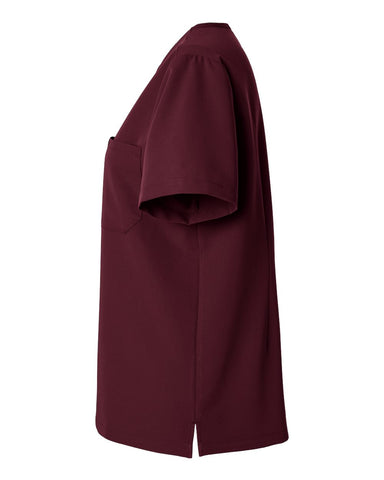 Jaanuu W10001 - Women's Rhena Essential 3-Pocket Scrub V-Neck Top - Burgundy