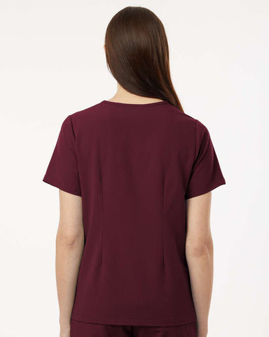 Jaanuu W10001 - Women's Rhena Essential 3-Pocket Scrub V-Neck Top - Burgundy