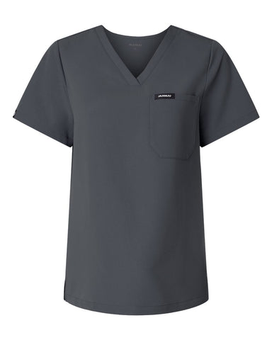 Jaanuu W10001 - Women's Rhena Essential 3-Pocket Scrub V-Neck Top - Carbon Grey