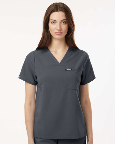 Jaanuu W10001 - Women's Rhena Essential 3-Pocket Scrub V-Neck Top - Carbon Grey