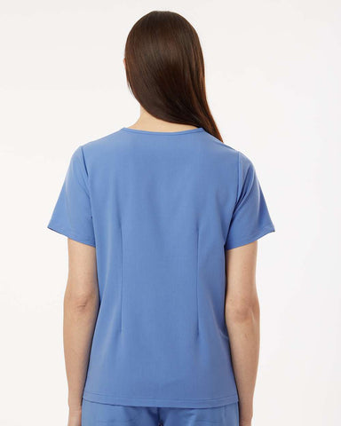 Jaanuu W10001 - Women's Rhena Essential 3-Pocket Scrub V-Neck Top - Ceil Blue