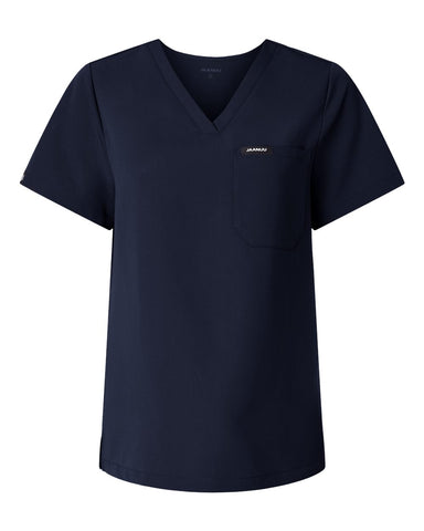 Jaanuu W10001 - Women's Rhena Essential 3-Pocket Scrub V-Neck Top - Midnight Navy