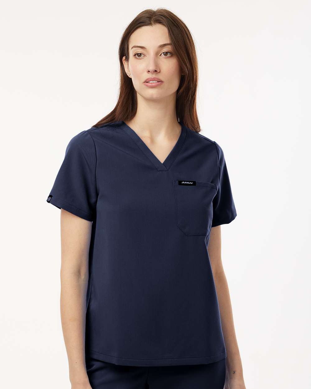 Jaanuu W10001 - Women's Rhena Essential 3-Pocket Scrub V-Neck Top - Midnight Navy