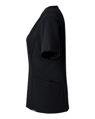 Jaanuu W10003 - Women's Calix Fit & Flare Scrub V-Neck Top - Black