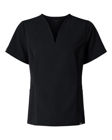 Jaanuu W10003 - Women's Calix Fit & Flare Scrub V-Neck Top - Black