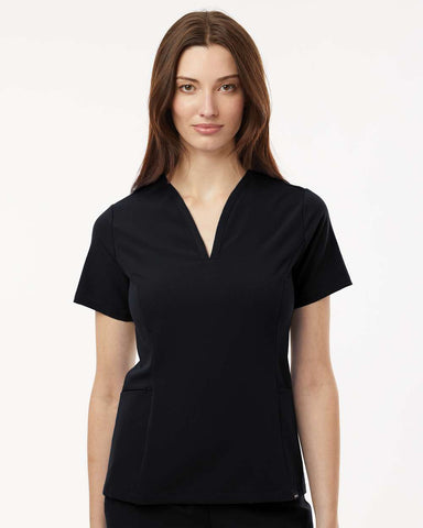 Jaanuu W10003 - Women's Calix Fit & Flare Scrub V-Neck Top - Black