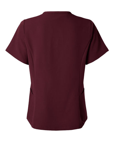 Jaanuu W10003 - Women's Calix Fit & Flare Scrub V-Neck Top - Burgundy