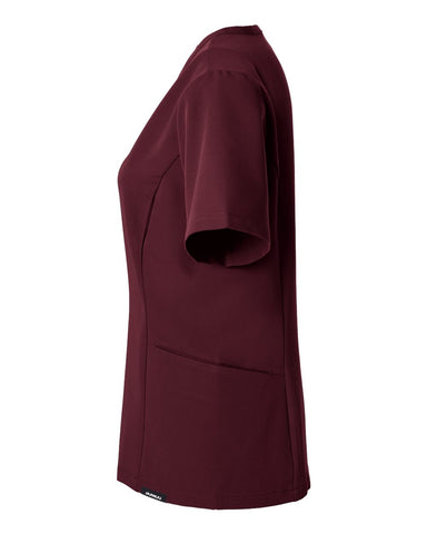 Jaanuu W10003 - Women's Calix Fit & Flare Scrub V-Neck Top - Burgundy