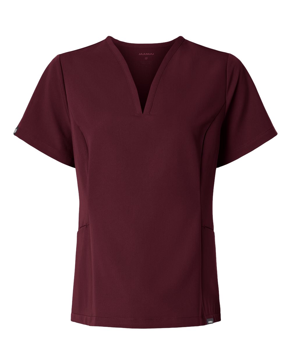 Jaanuu W10003 - Women's Calix Fit & Flare Scrub V-Neck Top - Burgundy