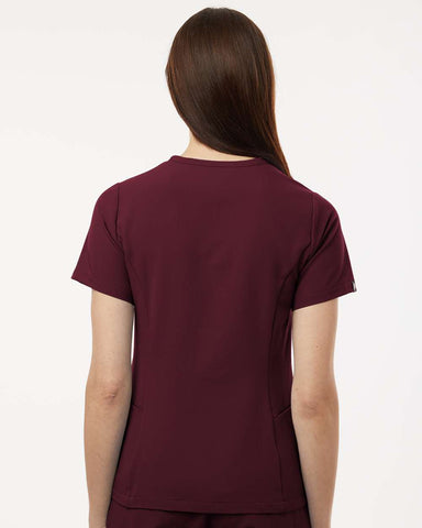 Jaanuu W10003 - Women's Calix Fit & Flare Scrub V-Neck Top - Burgundy