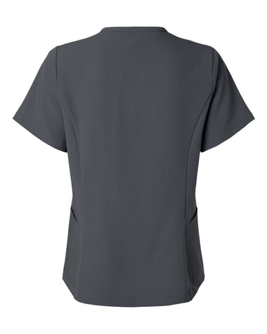 Jaanuu W10003 - Women's Calix Fit & Flare Scrub V-Neck Top - Carbon Grey