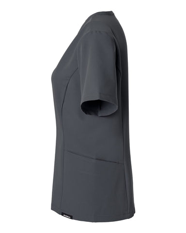 Jaanuu W10003 - Women's Calix Fit & Flare Scrub V-Neck Top - Carbon Grey