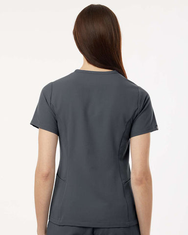 Jaanuu W10003 - Women's Calix Fit & Flare Scrub V-Neck Top - Carbon Grey