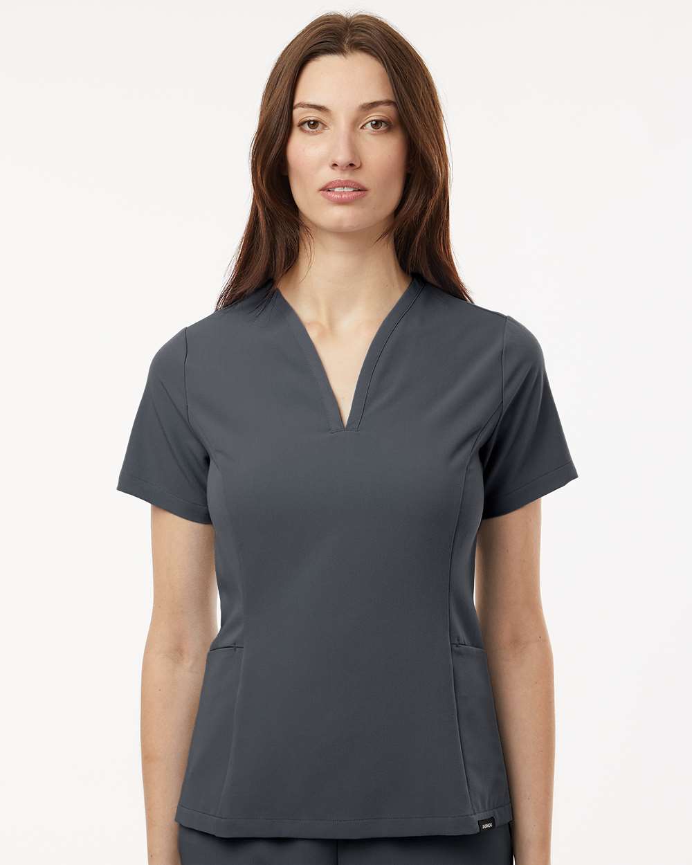 Jaanuu W10003 - Women's Calix Fit & Flare Scrub V-Neck Top - Carbon Grey