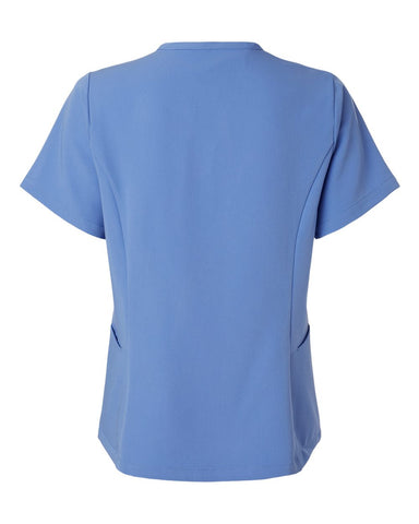Jaanuu W10003 - Women's Calix Fit & Flare Scrub V-Neck Top - Ceil Blue