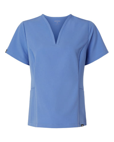 Jaanuu W10003 - Women's Calix Fit & Flare Scrub V-Neck Top - Ceil Blue