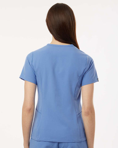 Jaanuu W10003 - Women's Calix Fit & Flare Scrub V-Neck Top - Ceil Blue