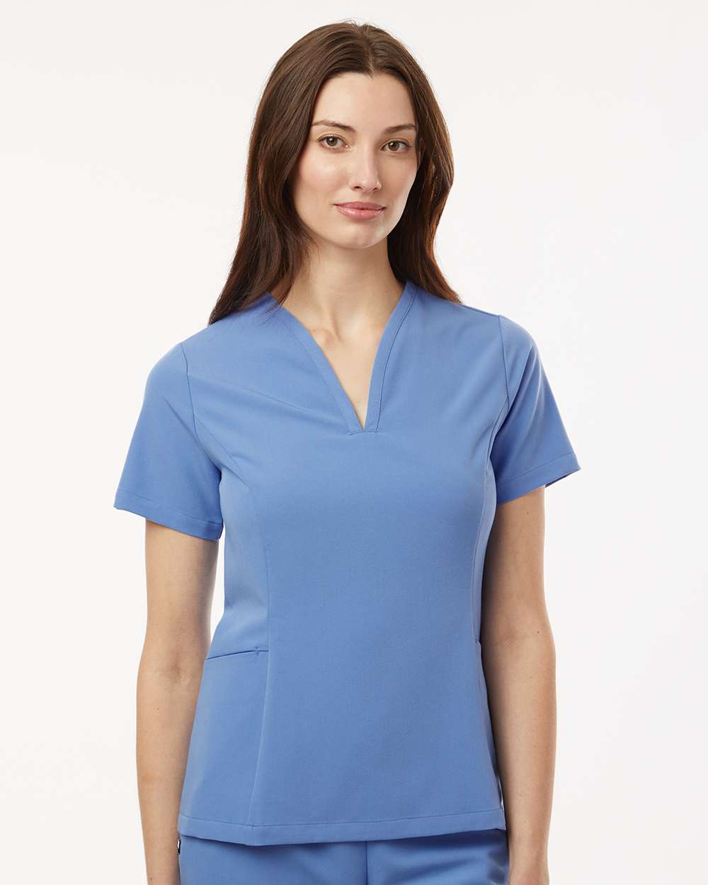 Jaanuu W10003 - Women's Calix Fit & Flare Scrub V-Neck Top - Ceil Blue