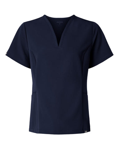 Jaanuu W10003 - Women's Calix Fit & Flare Scrub V-Neck Top - Midnight Navy