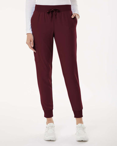 Jaanuu W20003 - Women's Silex Knit-Waist Scrub Joggers - Burgundy
