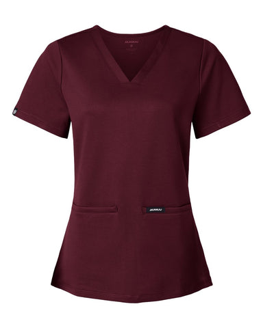 Jaanuu W30003 - Women's Cesi UltraSOFT™ Scrub V-Neck Top - Burgundy