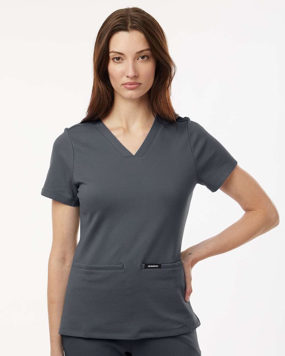 Jaanuu W30003 - Women's Cesi UltraSOFT™ Scrub V-Neck Top - Carbon Grey