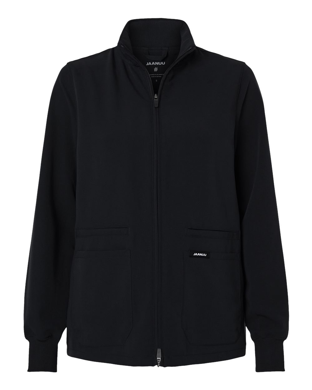 Jaanuu W60001 - Women's Ceri Essential Full-Zip 6-Pocket Scrub Jacket - Black