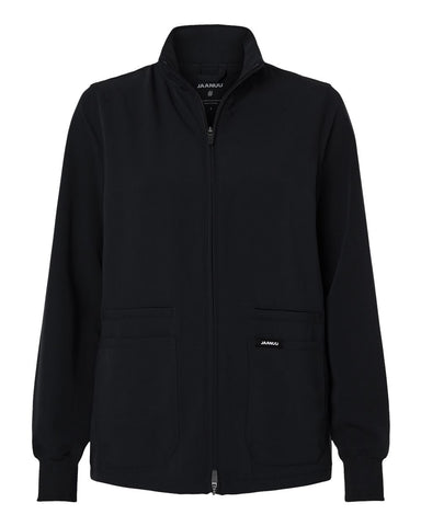 Jaanuu W60001 - Women's Ceri Essential Full-Zip 6-Pocket Scrub Jacket - Black