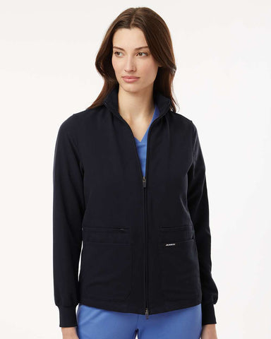 Jaanuu W60001 - Women's Ceri Essential Full-Zip 6-Pocket Scrub Jacket - Black