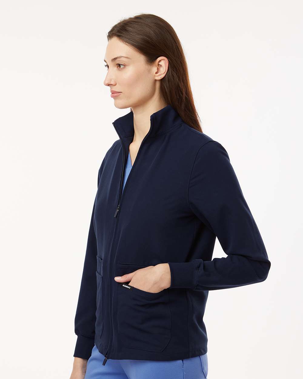 Jaanuu W60001 - Women's Ceri Essential Full-Zip 6-Pocket Scrub Jacket - Midnight Navy