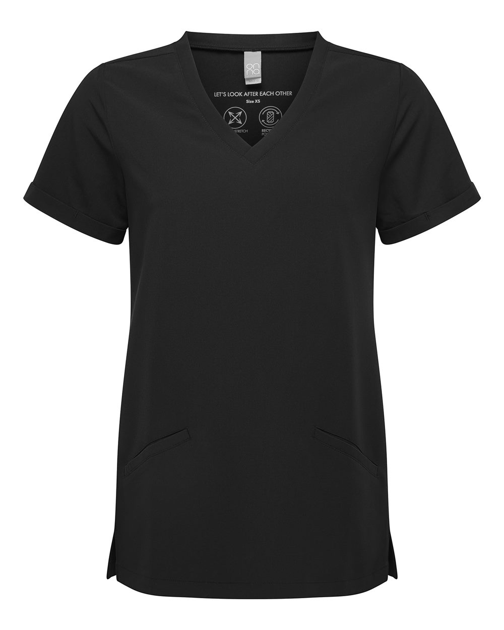 Onna NN310 - Women's Invincible V-Neck Stretch Scrub Top - Black